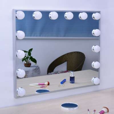 Big Wall Salon Mirror Hollywood Vanity Makeup Mirror Tabletop standing Lighted Up mirror with light bulbs