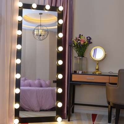 Hollywood Full Length Mirror Living Room Standing Makeup Vanity body Floor Mirror with Light Bulbs