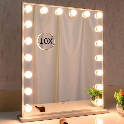 Beautme Hollywood Makeup Vanity Tabletop or Wall mounted Light up Make up Mirror with 10X Magnifying Vanity Mirror