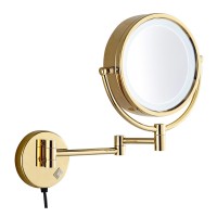 Most popular bathroom girls ladies magnifying led lighted makeup vanity mirror gold plating cosmetic mirror